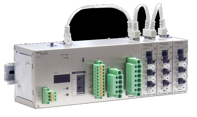 ARC-ME master with three ARC-LS3T modules on DIN rail
