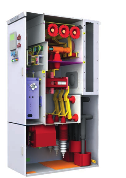 MV cabinet with three ARC-LPS3 sensors installed in busbar, breaker and cable compartments