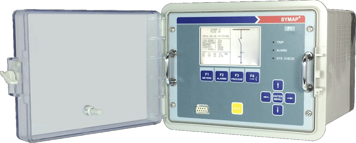 SYMAP R in a cabinet with protective cover,  installed as a plug-in replacement in the existing panel cut-out